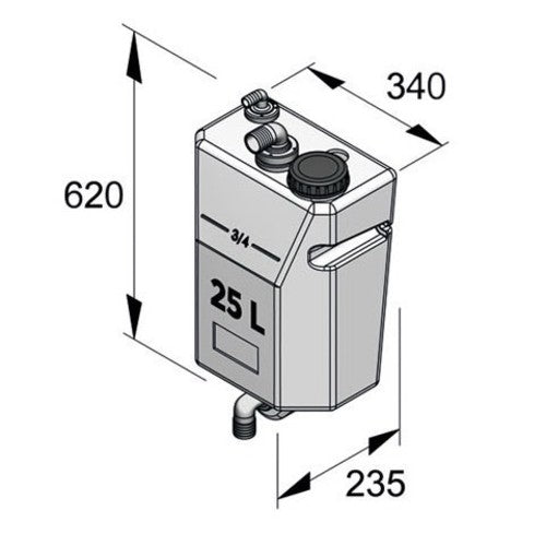 Vetus Schmutzwassertank geruchsundurchlässig 25 Ltr, Abwassertank, einfache Entleerung ohne Pumpe