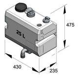 Vetus Schmutzwassertank geruchsundurchlässig ISO 8099, Abwassertank, einfache Entleerung 25 Ltr. Wandmontage