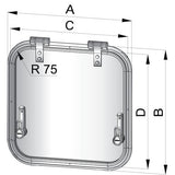 Vetus ventilation hatch satin aluminum frame 10 mm acrylic glass, deck hatches, lockable in any position