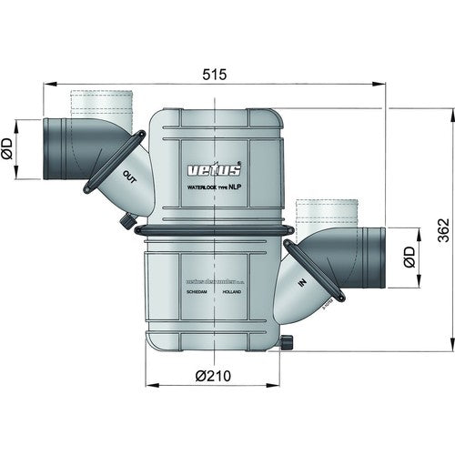 Vetus Wassersammler Drehbar, Heavy Duty Waterlock NAVIDURIN® Temperaturbeständig bis 260°C, Geräuschreduzierung