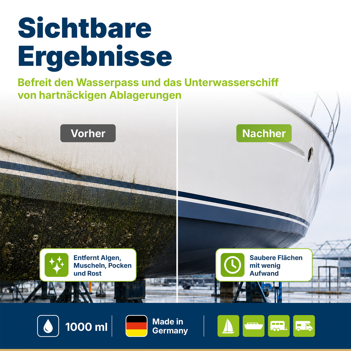 awn Wasserpass Reiniger, gegen Algen, Kalk, Bewuchs und Flugrost, für Wasserpass und Unterwasserschiff, 1 Liter