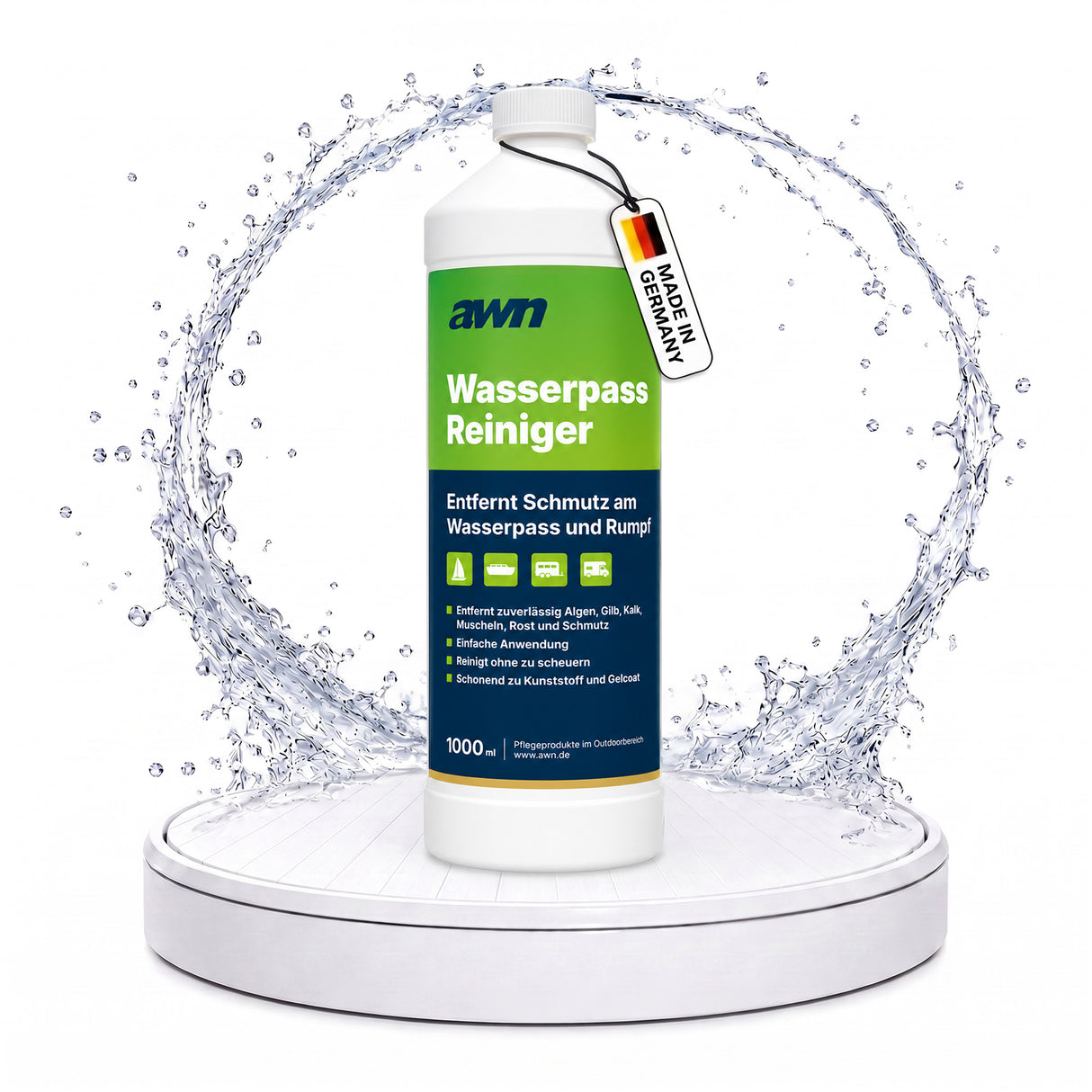 awn Wasserpass Reiniger, gegen Algen, Kalk, Bewuchs und Flugrost, für Wasserpass und Unterwasserschiff, 1 Liter
