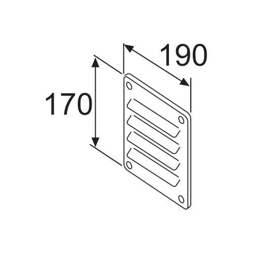 Webasto Luftzufuhrgitter Aluminium W=170 L=190, Belüftungsgitter, Schwarz