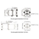 SEAFLO Druckausgleichsbehälter für Druckwasserpumpen, Reservoir zur Druck- und Durchflussausgleichung, reduziert Pumpengeräusche - 0,75 - 1 Liter