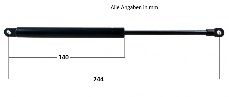 Gasdruckfeder mit Augenaufnahme Schwarz