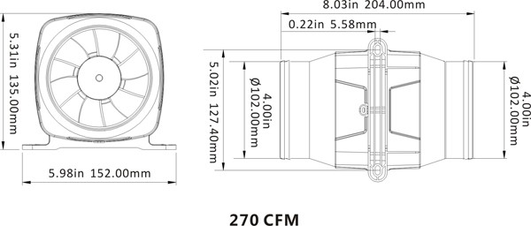 SEAFLO ® Blower 4" Motorraumlüfter 24 V + Blowerschlauch 1 m