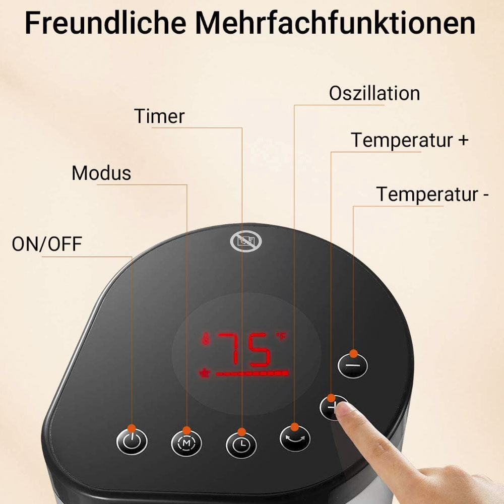 Midea NTH 20-17 BR Turmheizlüfter schwarz / weiß mit Eco-Modus