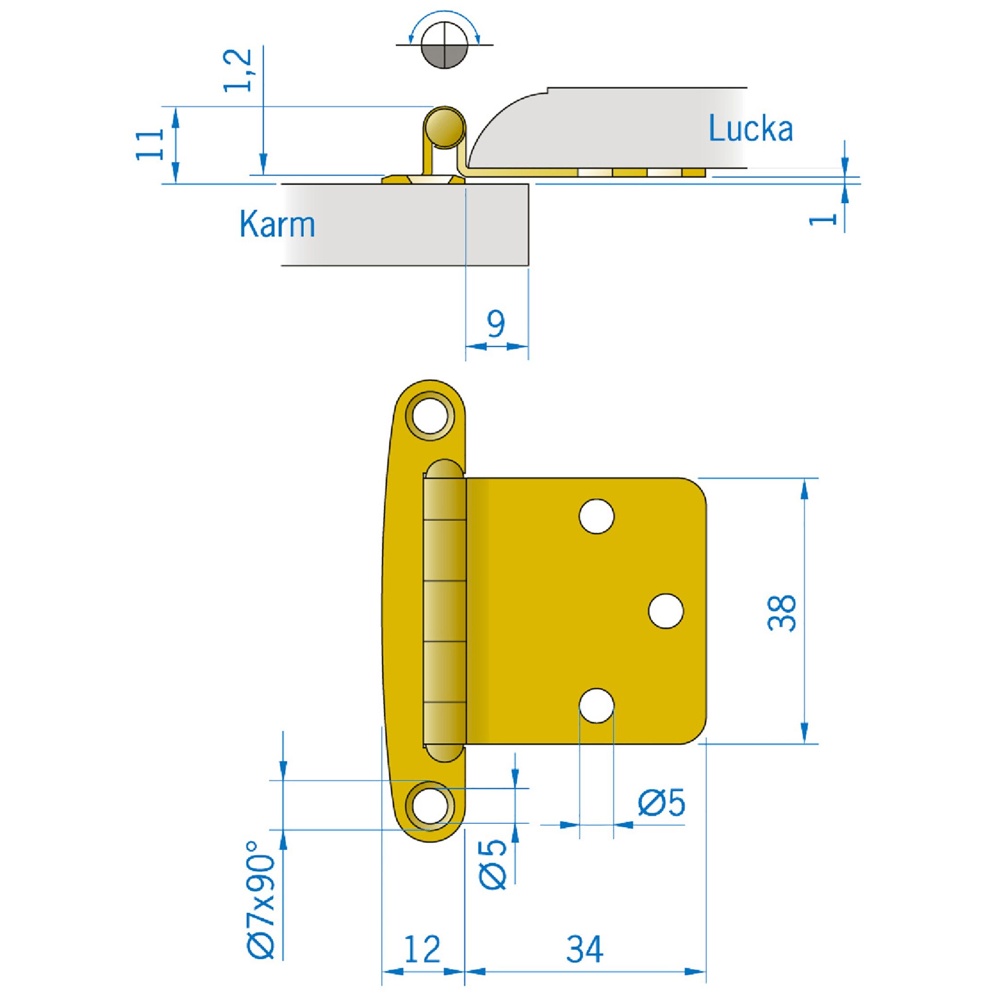 Roca Scharnier 46 x 38 mm