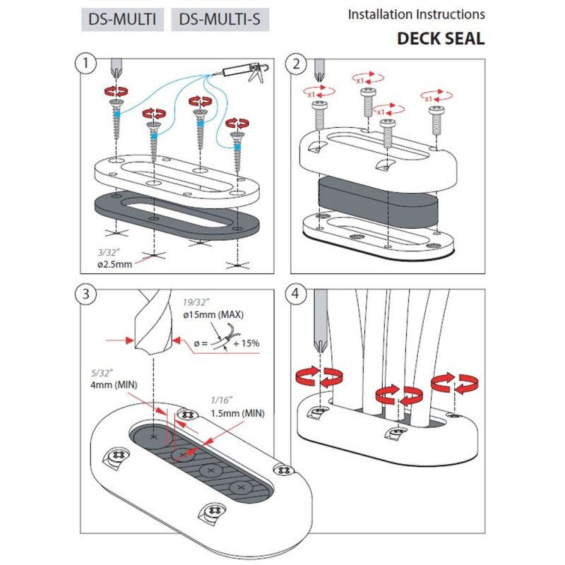 Scanstrut DS-Multi, Kabeldurchführung, Aluminium, für mehrere Kabel bis 15 mm